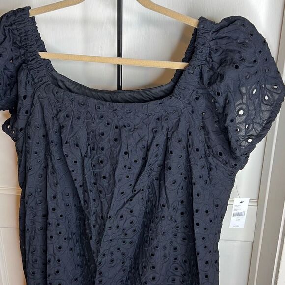 Lane Bryant Short-Sleeve Convertible Dress Black Eyelet Plus Size 18/20 NWT - Picture 3 of 8